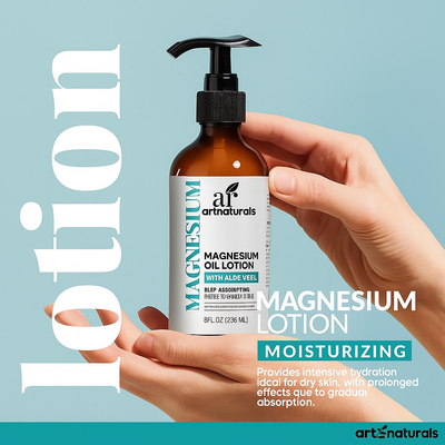 ArtNaturals Magnesium Oil Spray (12 oz) + Body Massage Lotion Set 8oz