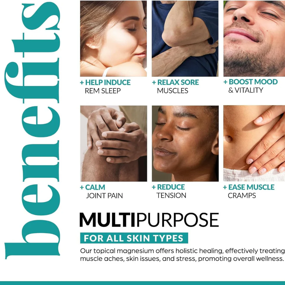 ArtNaturals Magnesium Oil Spray (12 oz) + Body Massage Lotion Set 8oz